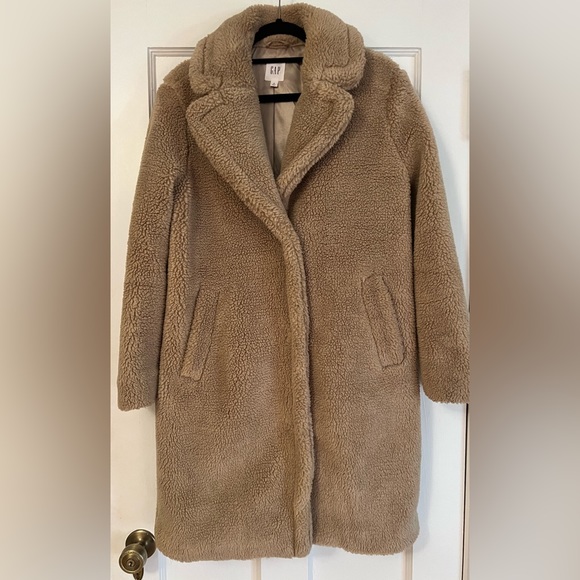 GAP Long Teddy Coat Light Brown - Picture 3 of 9